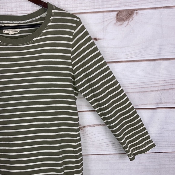 Current/Elliott The 3/4 Sleeve Tee Dress in Army Green Stripe - Size 3 - Picture 5 of 11